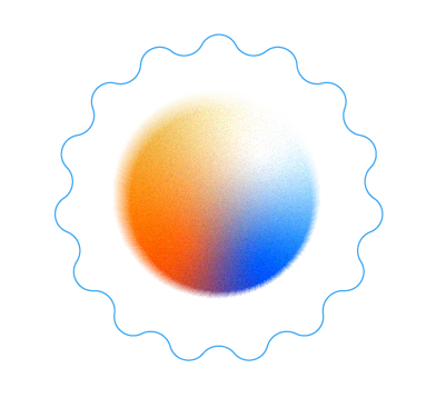 gradient coloured circle with blue squigly outline
